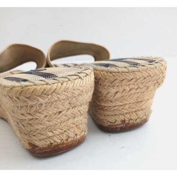 Burberry Nova Check Canvas Espadrille Slide Wedge EU 39 US 8-8.5 Made in Spain - Picture 10 of 12